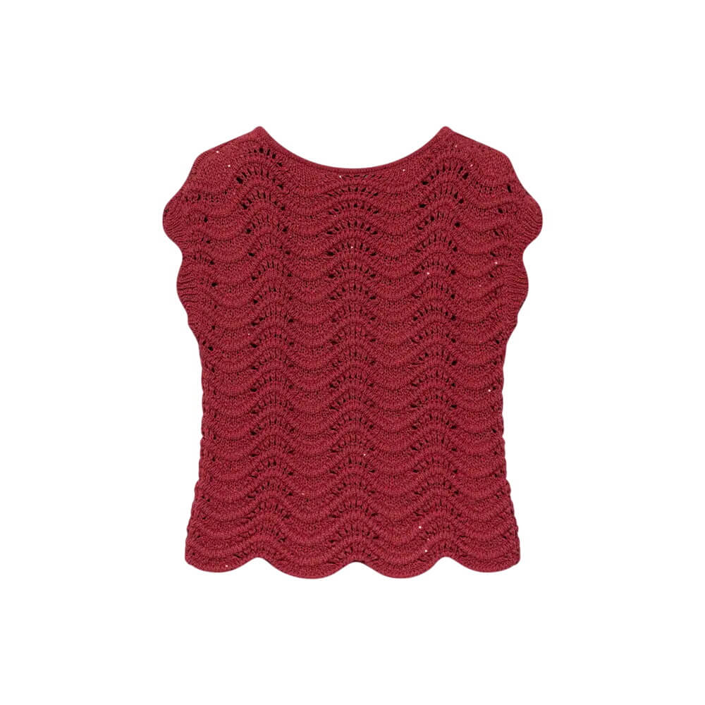 Mint Velvet Red Embellished Crochet Knit Top